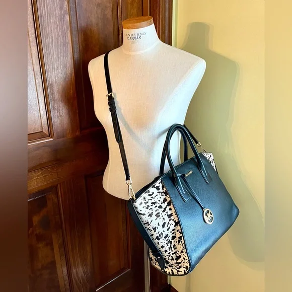 Michael Kors Avril Large Letter Calf Hair Satchel - Picture 5 of 11